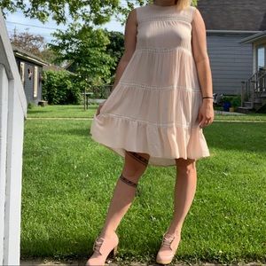 ***SOLD*** Pink and white lace baby doll dress